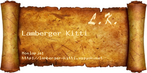 Lamberger Kitti névjegykártya